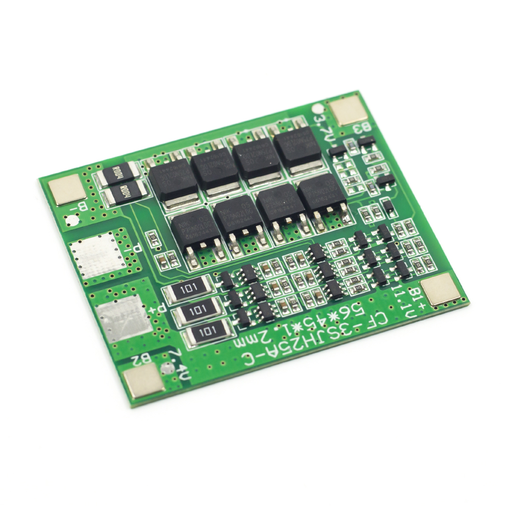 Плата защиты (BMS) для 3 аккумуляторов 18650 с защитой от перезаряда и переразряда, 12в 25A